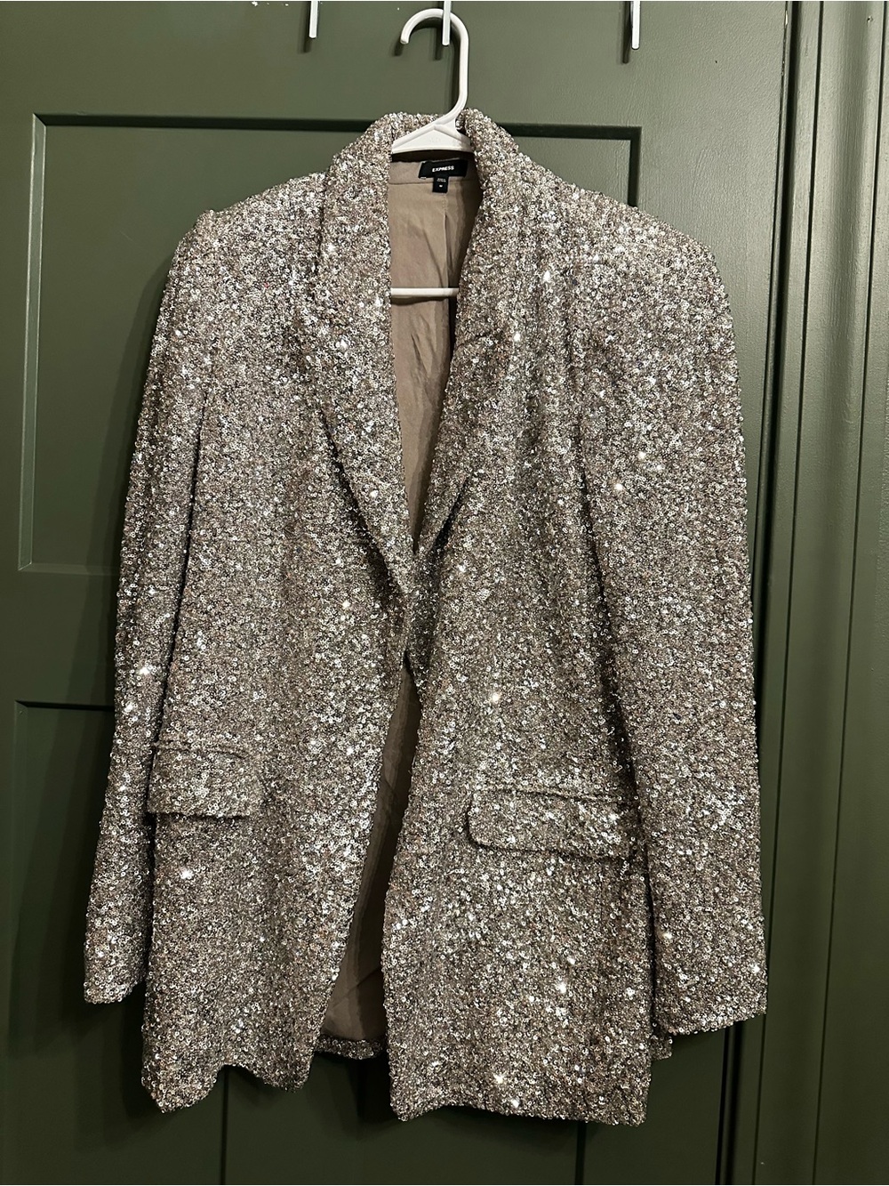 Express Silver Sequin Blazer Jacket